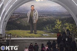 Giant mosaic of Chairman Kim Jong Il in the Pyongyang metro in North Korea (DPRK)