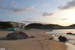 Chujin Beach in Rason the largest Special Economic Zone in North Korea. This part of the DPRK borders China and Russia. We stay by the beach overnight at the Chujin Tourism Hotel