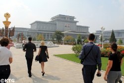 KTG travellers at the Kumsusan Palace of the Sun in Pyongyang, North Korea (DPRK). It used to be called the Kumsusan Memorial Palace