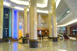 Lobby of the Hyangsan Hotel in Mount Myohyang in North Korea with KTG Tours. This is one of the most luxurious hotels in North Korea, DPRK