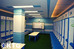 Vestiaires de football au stade Kim Il Sung à Pyongyang, Corée du Nord (RPDC)