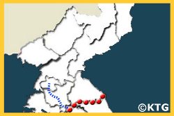 Mapa de ruta de viaje por Corea del Norte con KTG Tours