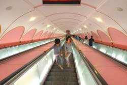 escalator at the Pyongyang metro in North Korea DPRK