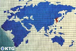 world map with a reunified Korean peninsula in Wonsan, DPRK 