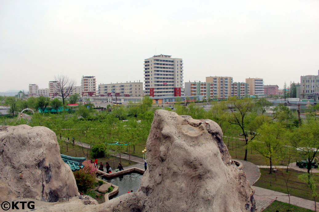 Sinuiju folk park in North Korea (DPRK). Many locals gather here to celebrate weddings. Tour arranged by KTG Travel. 