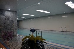 Swimming pool of the Yanggakdo Hotel in Pyongyang capital of North Korea with KTG Tours. This is one of the most luxurious hotels in North Korea, DPRK