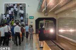 Pyongyang metro, North Korea. The Pyongyang metro is one of the deepest and most impressive in the world. Tour arranged by KTG Tours