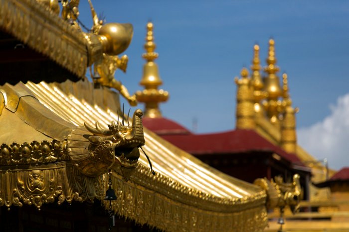 Close-up view of Jokhang temple in Lhasa, Tibet, China