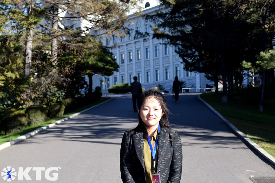 Kim Sung Mi, North Korean guide at Kim Il Sung University in Pyongyang capital of North Korea (DPRK)