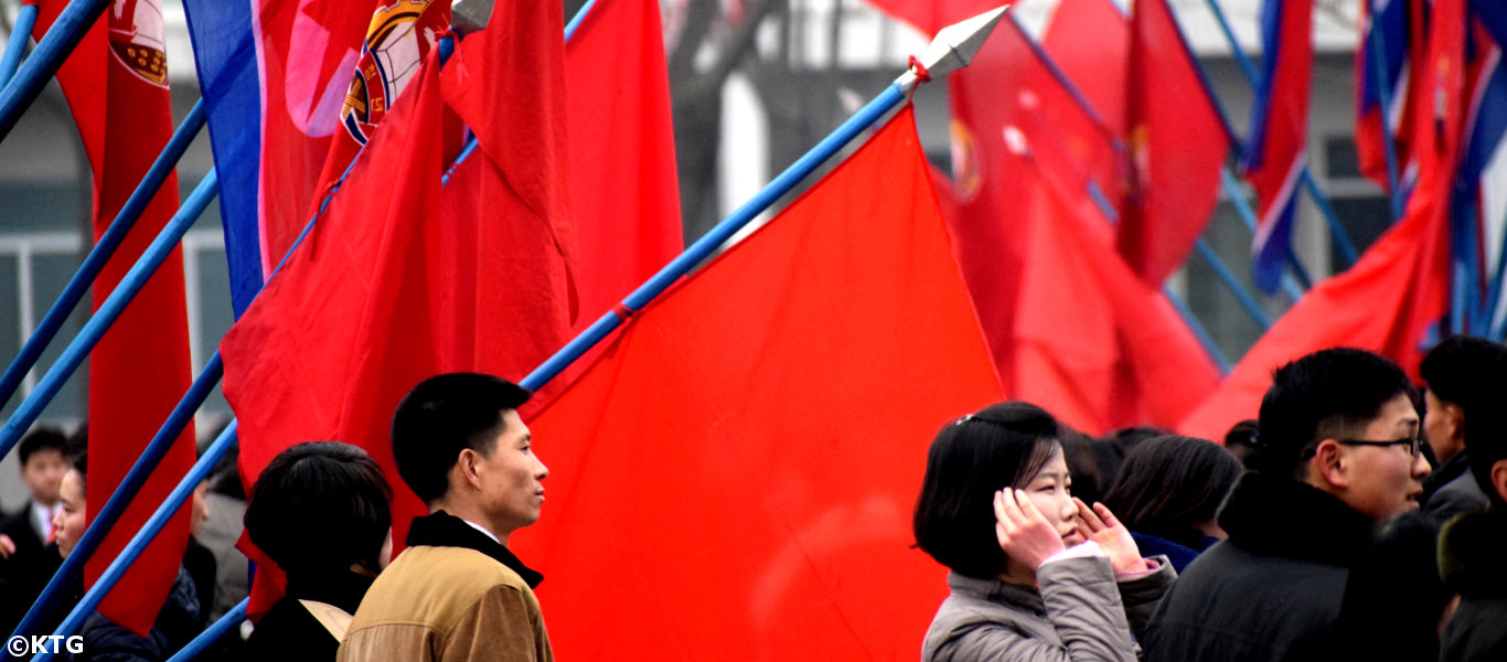 Korean students getting ready for Mass Dances in Pyongyang, North Korea (DRPK)