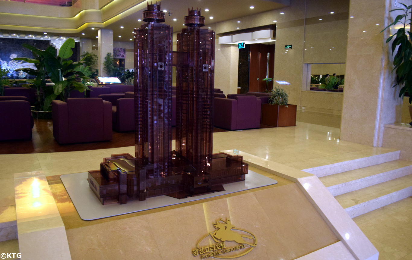 Koryo Hotel lobby in Pyongyang, North Korea (DPRK). The lobby area was restored in 2017