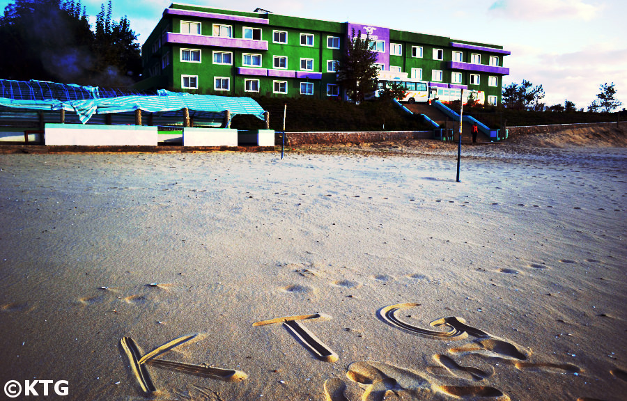 KTG advertisement at Chujin beach in Rason a special economic zone in North Korea (DPRK)