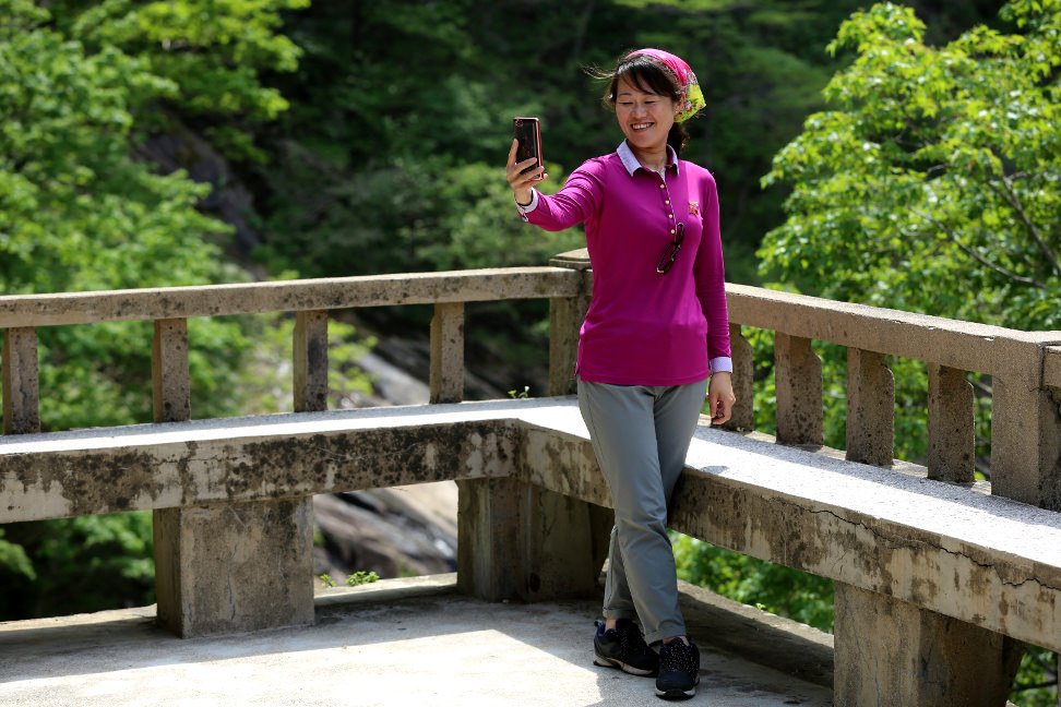 Korean guide in Kumgangsan (Mount Kumgang)