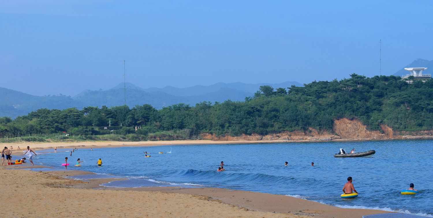 North Koreans swimming in the sea at Majon beach