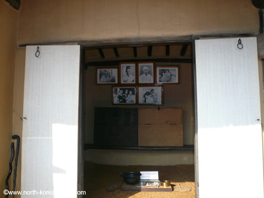 Pictures of Kim il Sung's relatives in his childhood home, the Mangyongdae Native House in Pyongyang