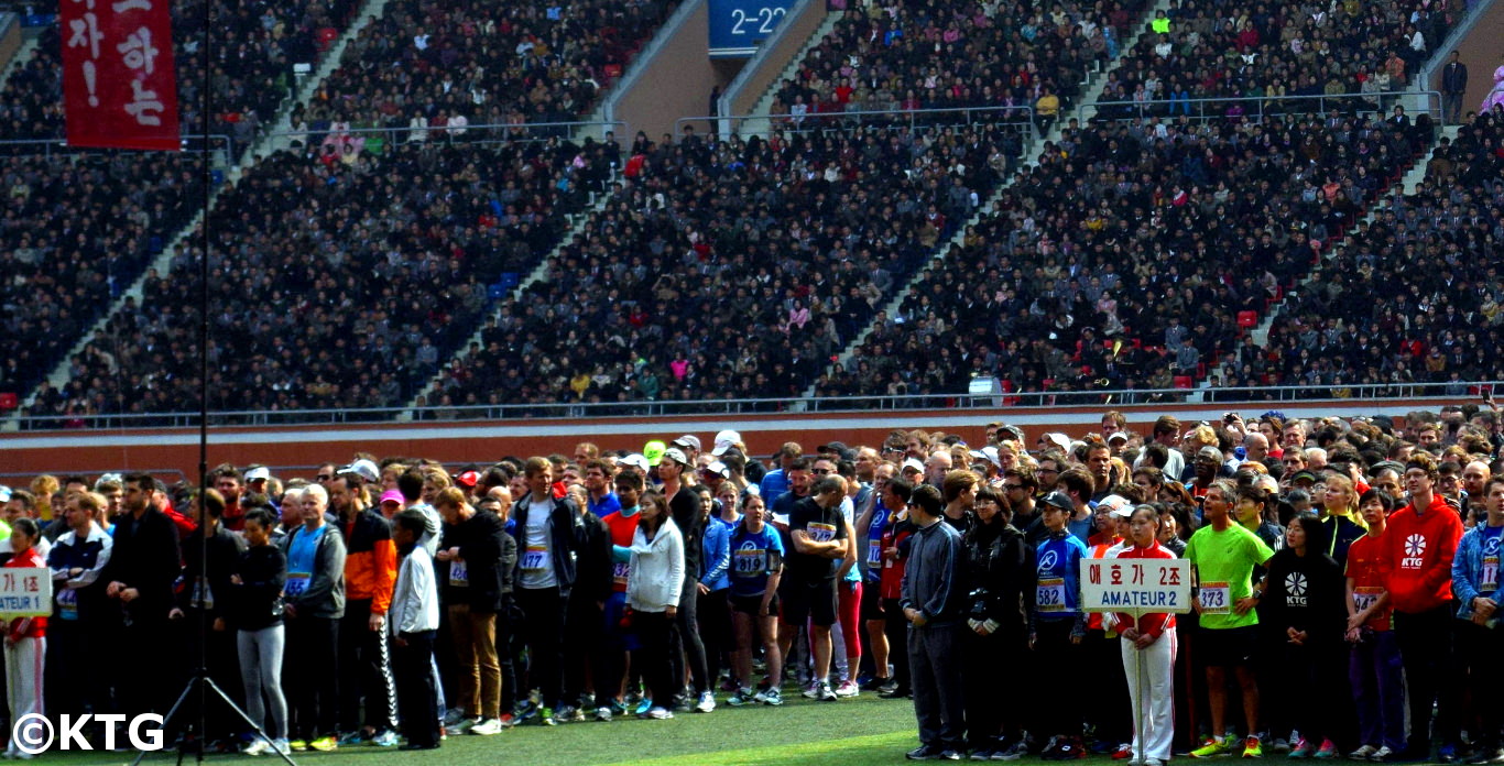 Opening ceremony with KTG runners at the 2016 Pyongyang Marathon