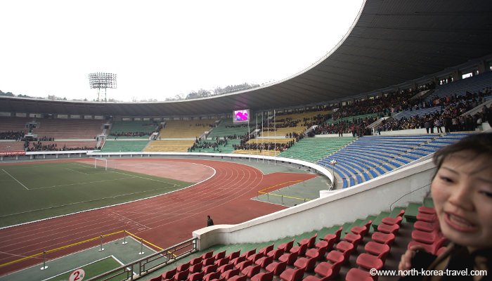 Inside Kim Il Sung Stadium for the Pyongyang Marathon