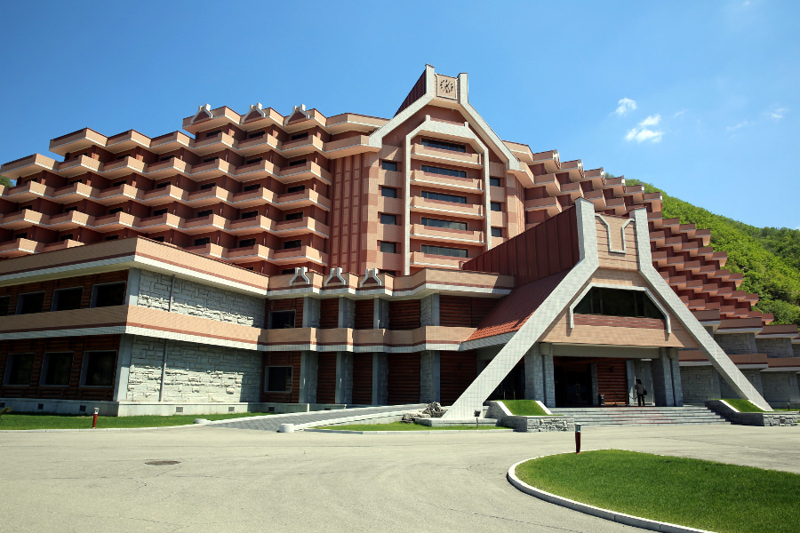 The Masikryong Hotel at the Masik ski resort in the DPRK in summer. Tour to North Korea arranged by KTG Tours