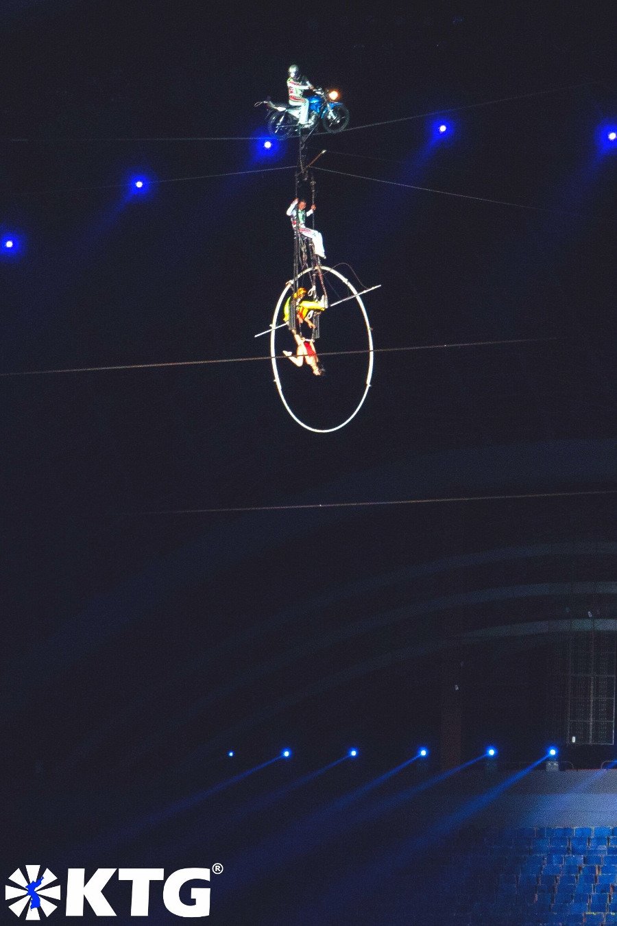 Motorbike on a line and acrobatics show at the Mass Games in North Korea, DPRK. Photo in North Korea taken by KTG Tours