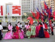 Celebraciones durante un dia festivo en Corea del Norte