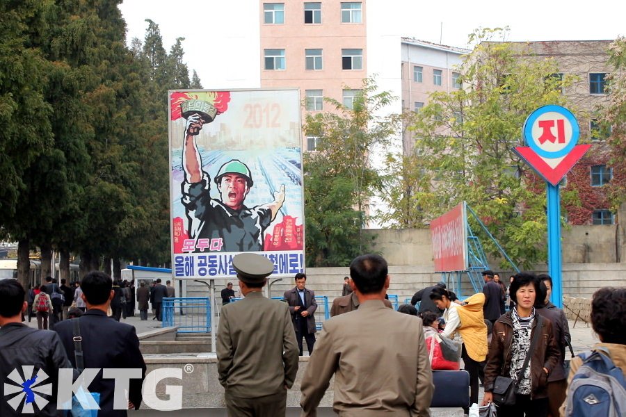 north Koreans taking the underpass to go to the Pyongyang metro. Photos of North Korea by KTG Tours