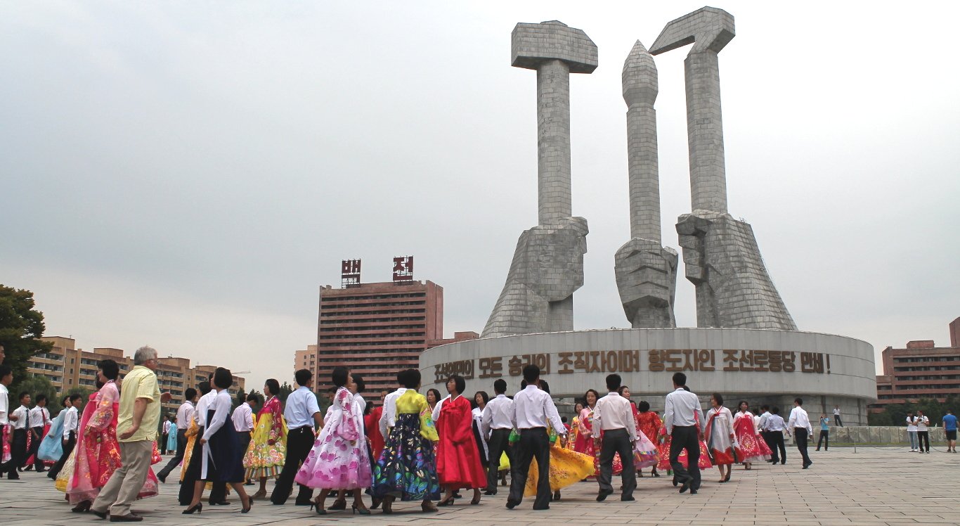 Mass Dances on the Foundation Day of the Workers' Party of Korea in DPRK, North Korea. Picture taken with KTG tours, experts in arranging tours to Pyongyang and all of North Korea