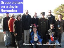 Group of travellers in North Korea on a November tour arranged by KTG