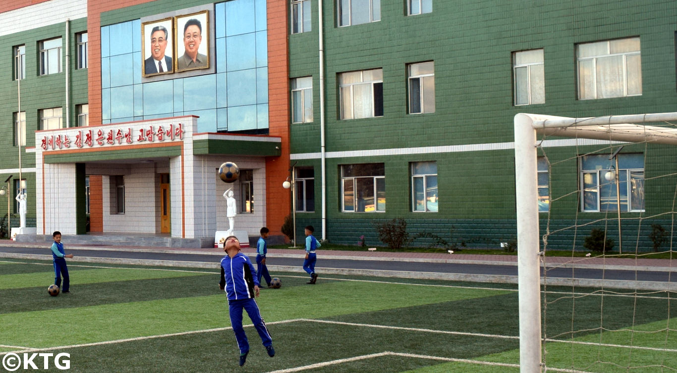 North Korean kids playing football in Pyongyang. Discover the DPRK with KTG!