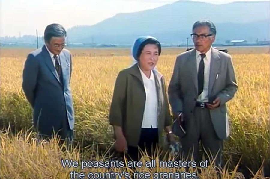 Japanese journalist interviewing North Korean farmer in the movie The Country I Saw Part One