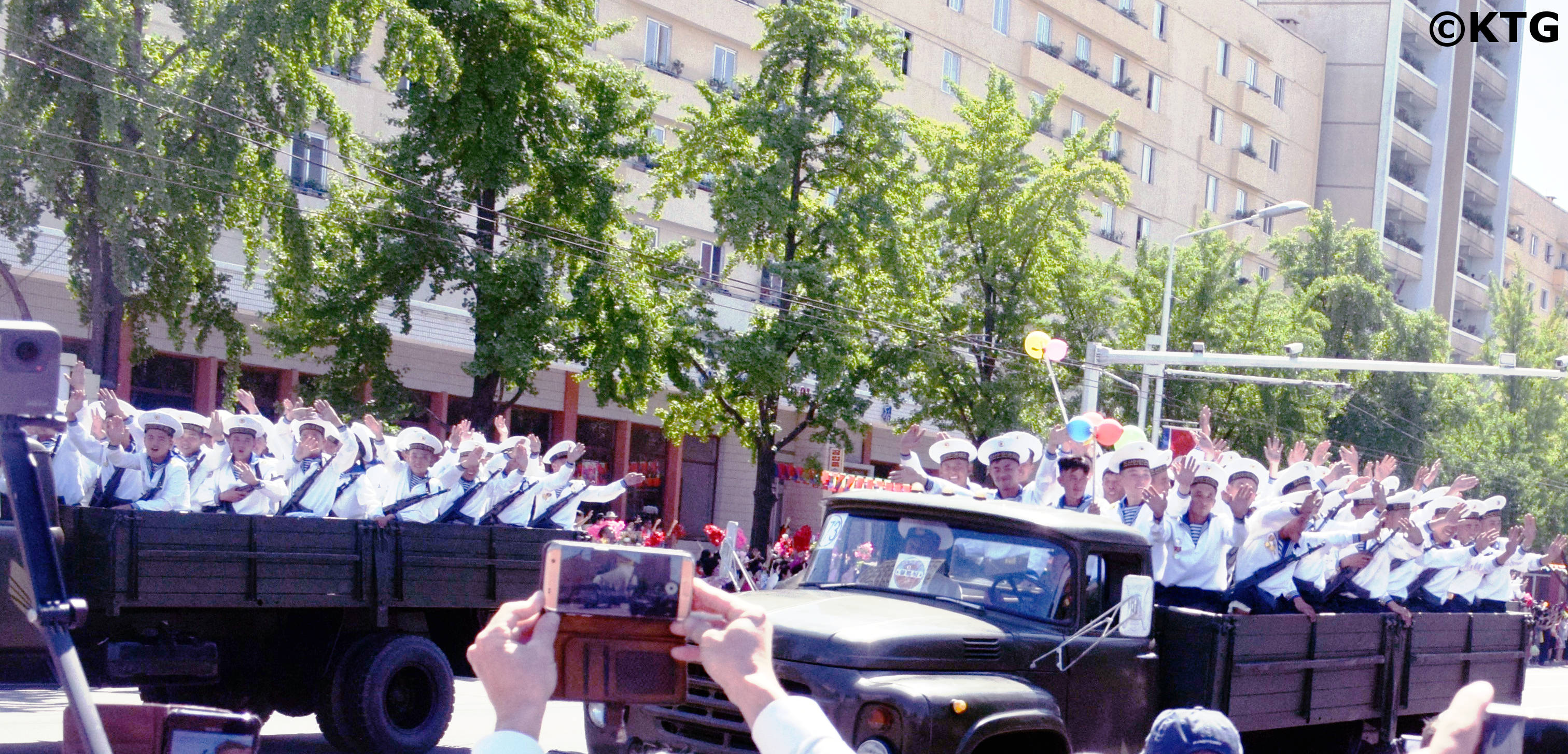 North Korean navy in a military parade. KTG Tours
