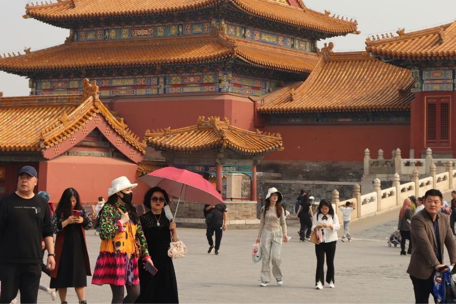 turistas chinos en la ciudad prohibida en Pekin, Beijing, China