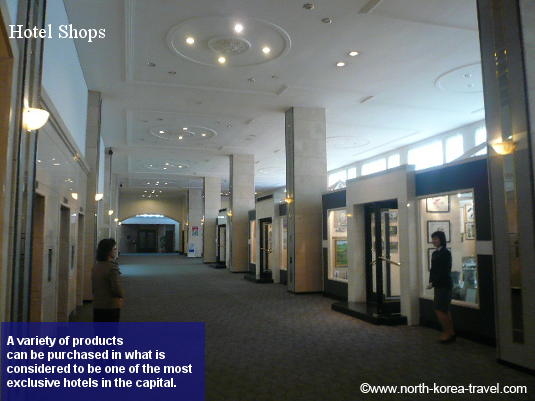 Shops at the exclusive North Korean Hotel, the Pothonggang Hotel