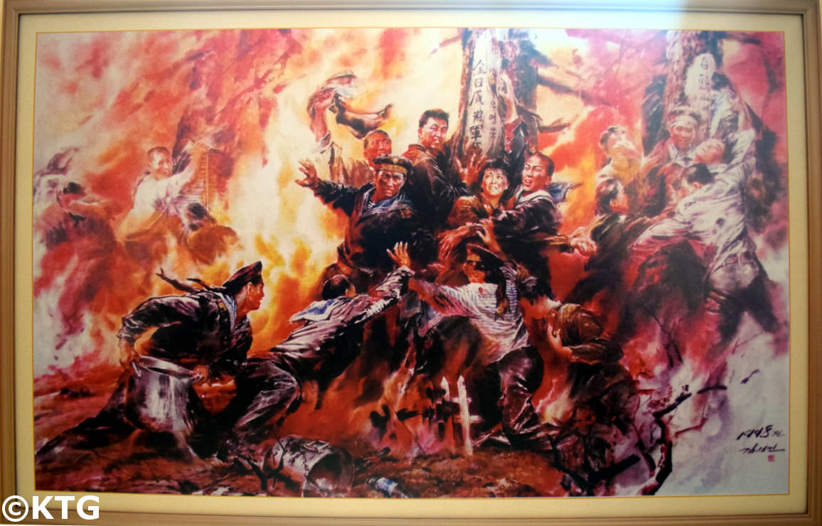 Propaganda painting in an orphanage in Rajin, North Korea (DPRK)