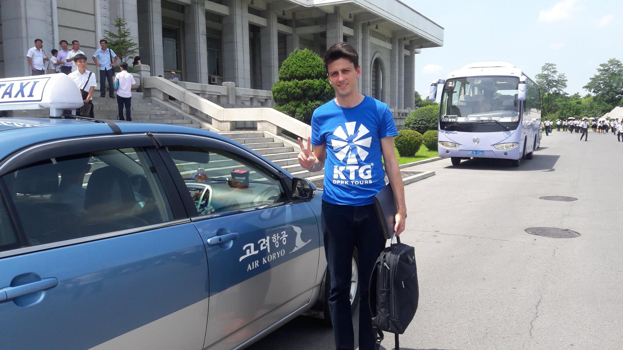 Air Koryo taxi in Pyongyang, capital city of the DPRK (North Korea) with KTG Tours