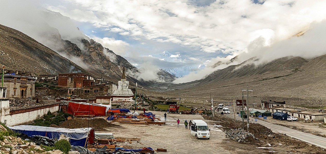 Rongbuk monastery has great views of the northern side of Mount Everest, Tibet, China