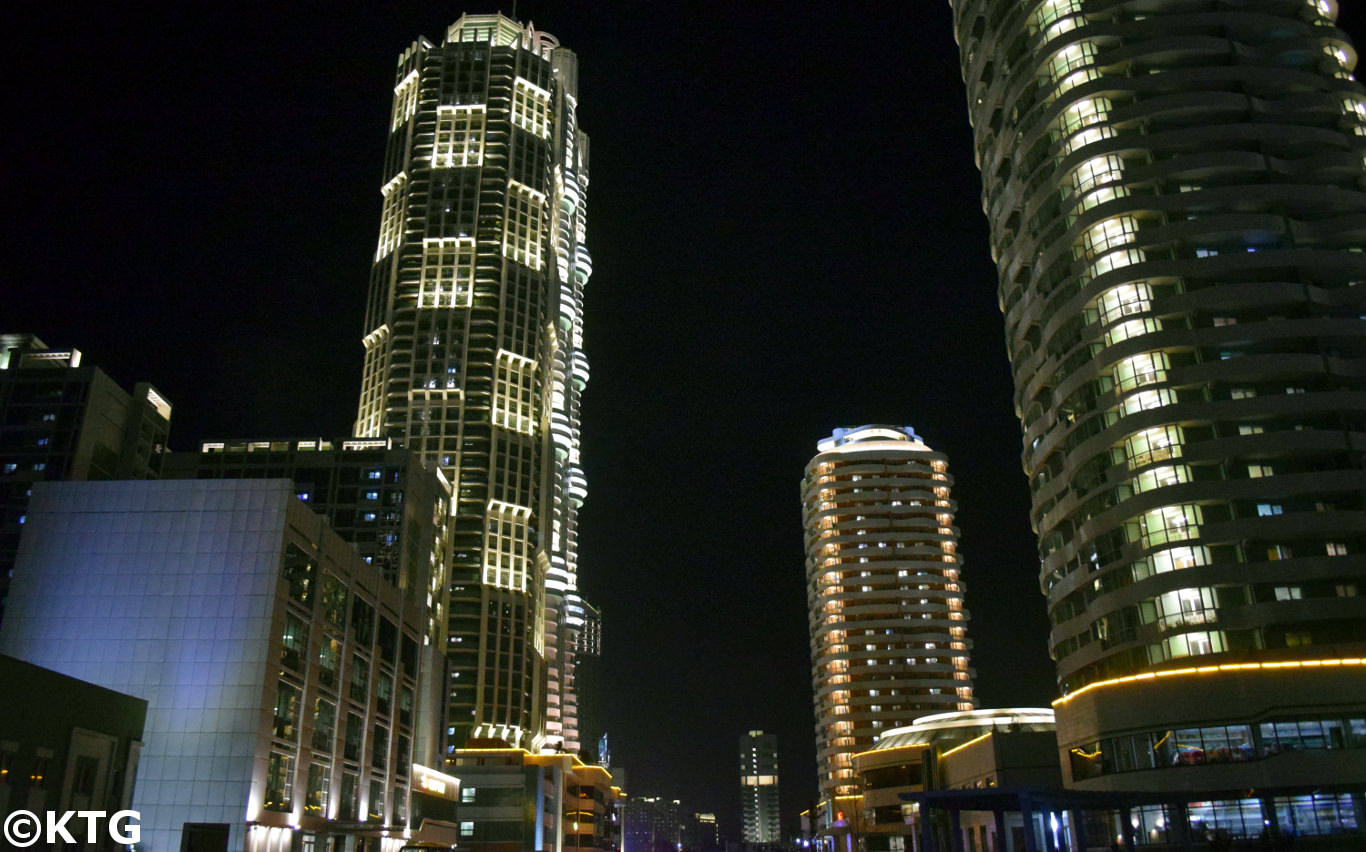 Ryomyong street in Pyongyang, capital of North Korea. This street was inaugurated in 2016 and its architecture differs from that of other buildings in DPRK