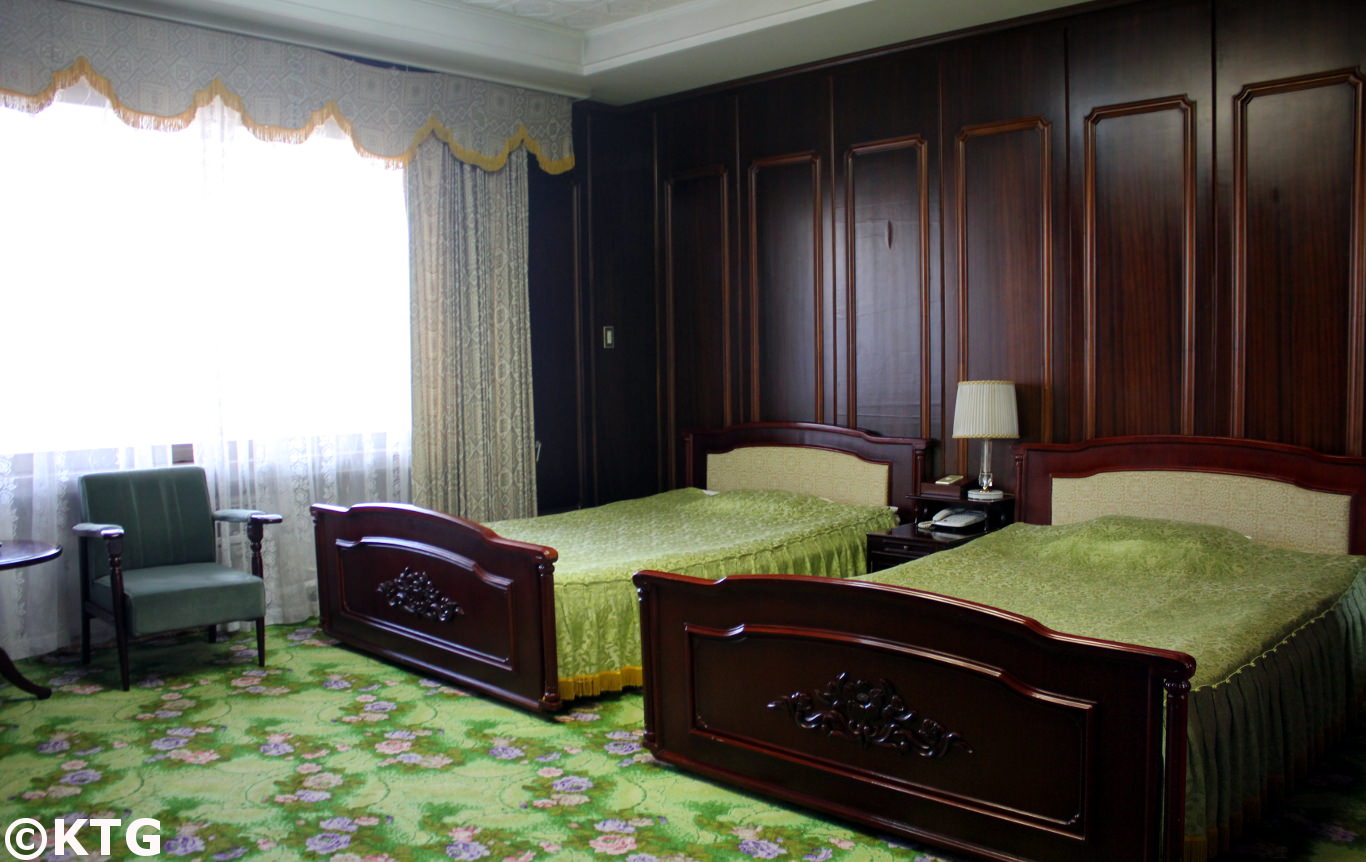 Room at the Ryonggang Hot Spa Hotel in North Korea, DPRK. Trip arranged by KTG Tours