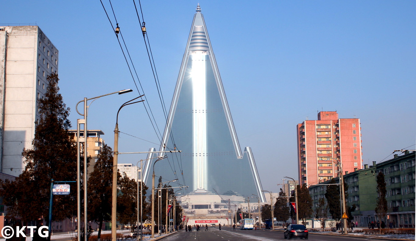 Picture of the Ryugyong Hotel taken on Christmas day in Pyongyang, North Korea