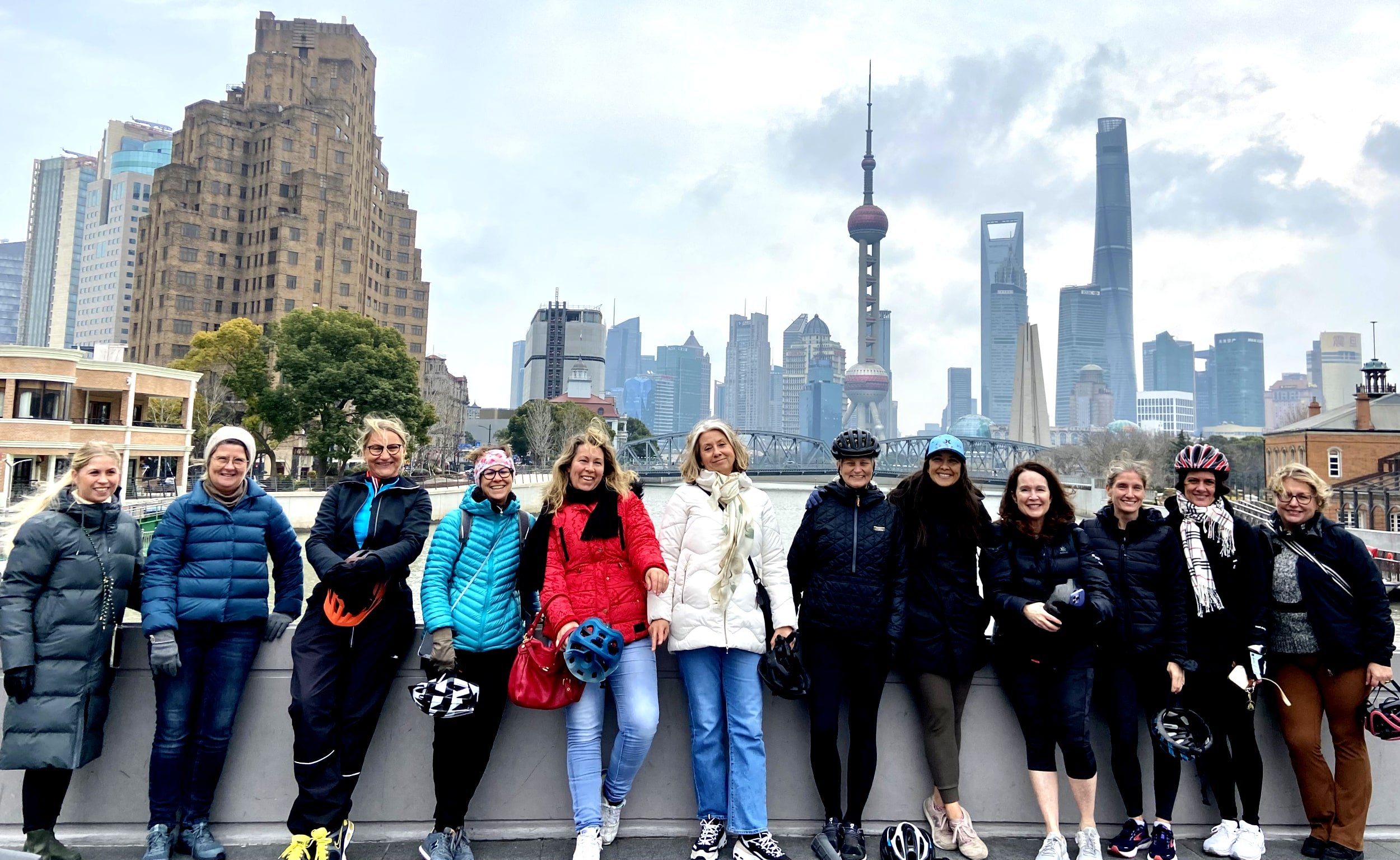 Shanghai bike tours. Pudong skyscrapers.