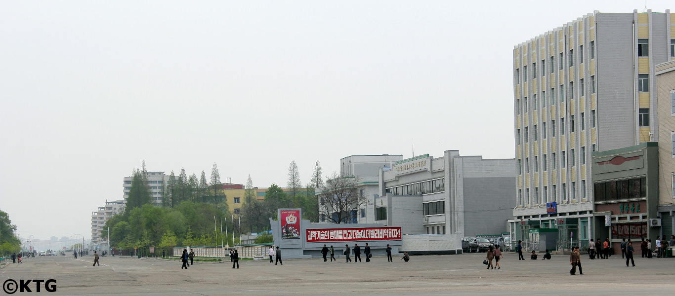 Central square in Sinuiju, DPRK (North Korea) with KTG Tours