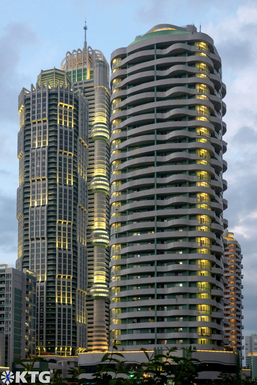 Skyscrapers in Ryomyong new town in Pyongyang, North Korea, are eco-friendly. Picture taken by KTG Tours