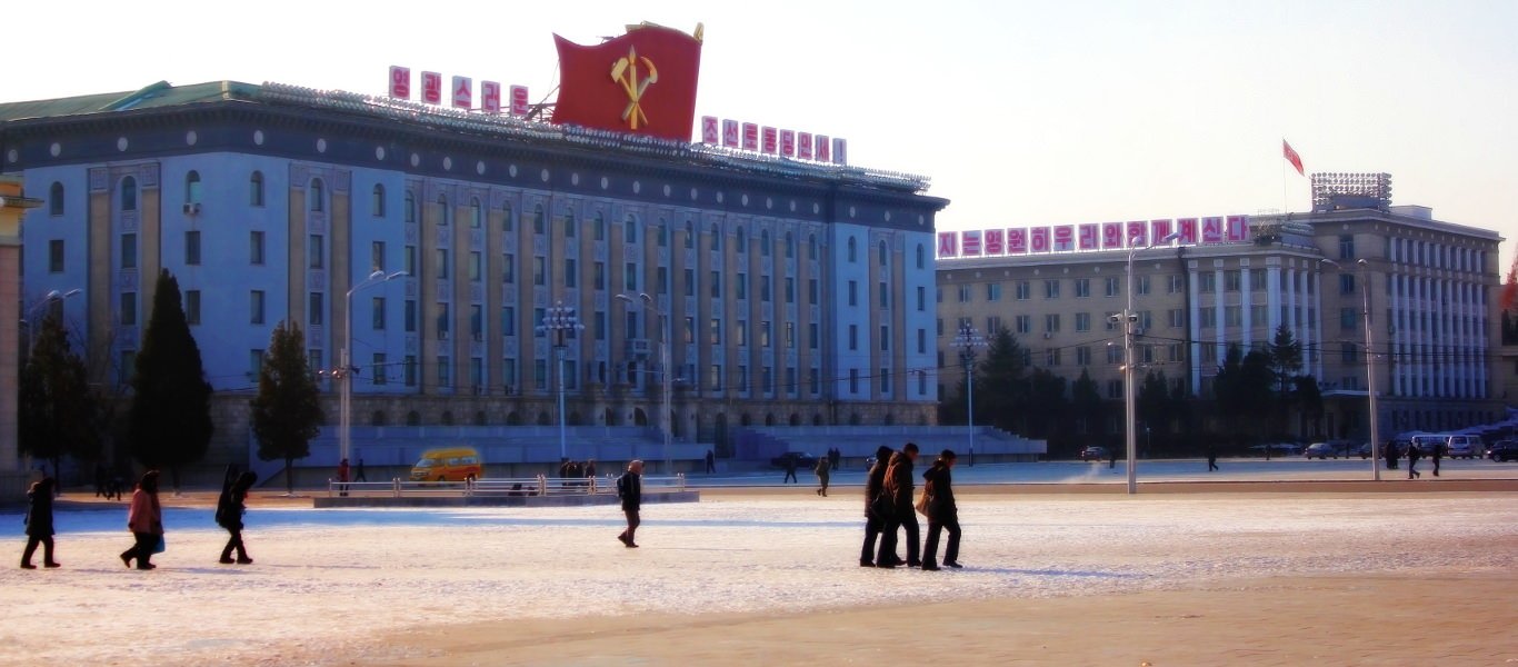 Kim Il Sung Square op een winterse dag