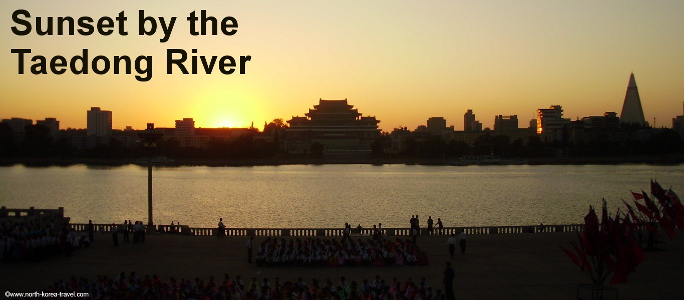 Sunset at the Taedong River in Pyongyang, capital of North Korea