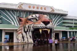 Entrada de cabeza de tigre Zoológico Central de Corea, también conocido como Zoológico de Pyongyang, Corea del Norte