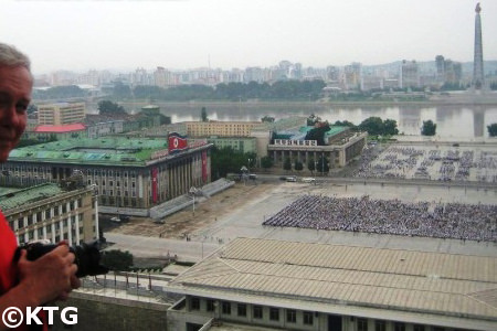 Views of Kim Il Sung Square in Pyongyang, North Korea, from the Grand Popel's Study House. DPRK trip arranged by KTG Tours