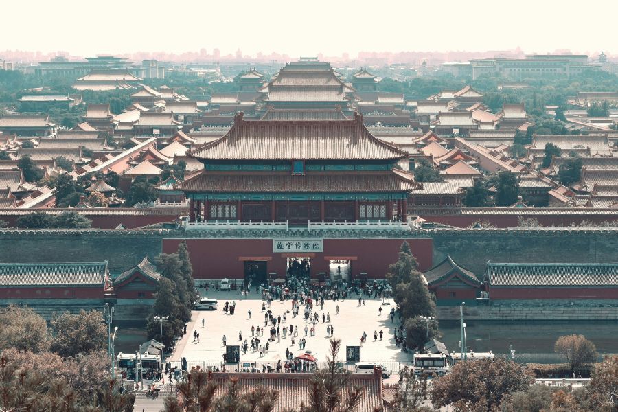 vistas de la ciudad prohibida desde el Parque Jingshan, Pekin, Beijing, China