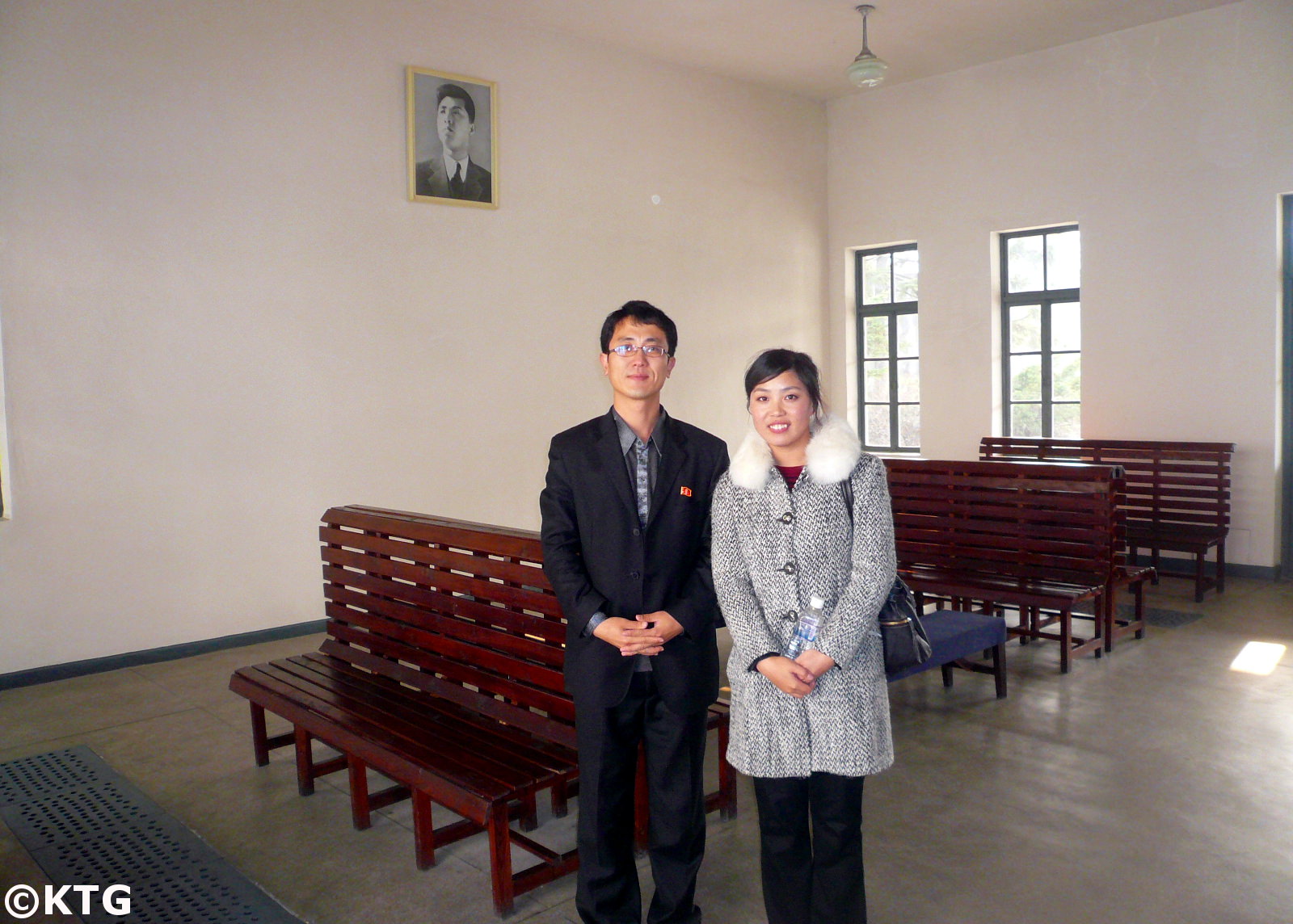 North Korean guides at the train station in Wonsan, DPRK. Picture taken by KTG Tours